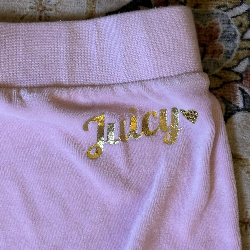 Juicy Couture Pink Velour Track Pants Logo Flare Leg Y2K Low Rise Lounge Small - Picture 4 of 10